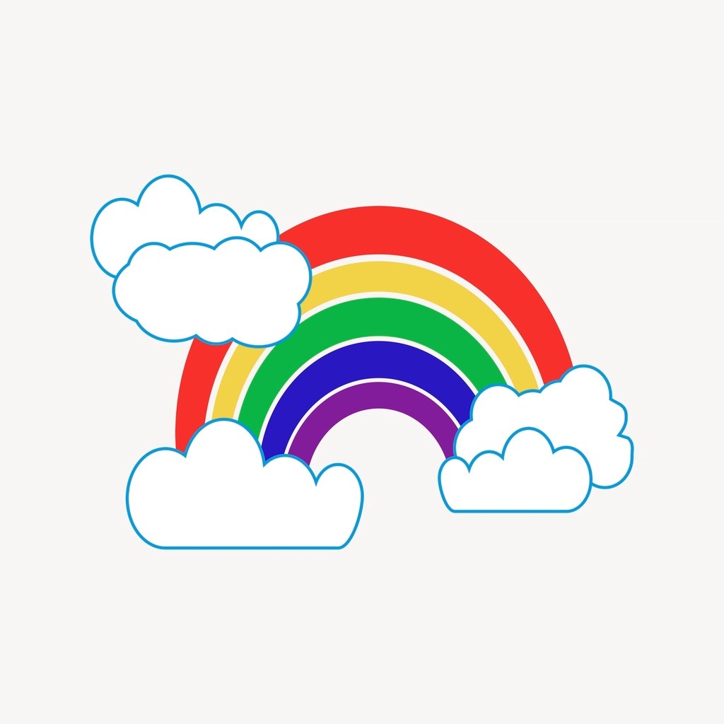 decorative image of rainbow and clouds